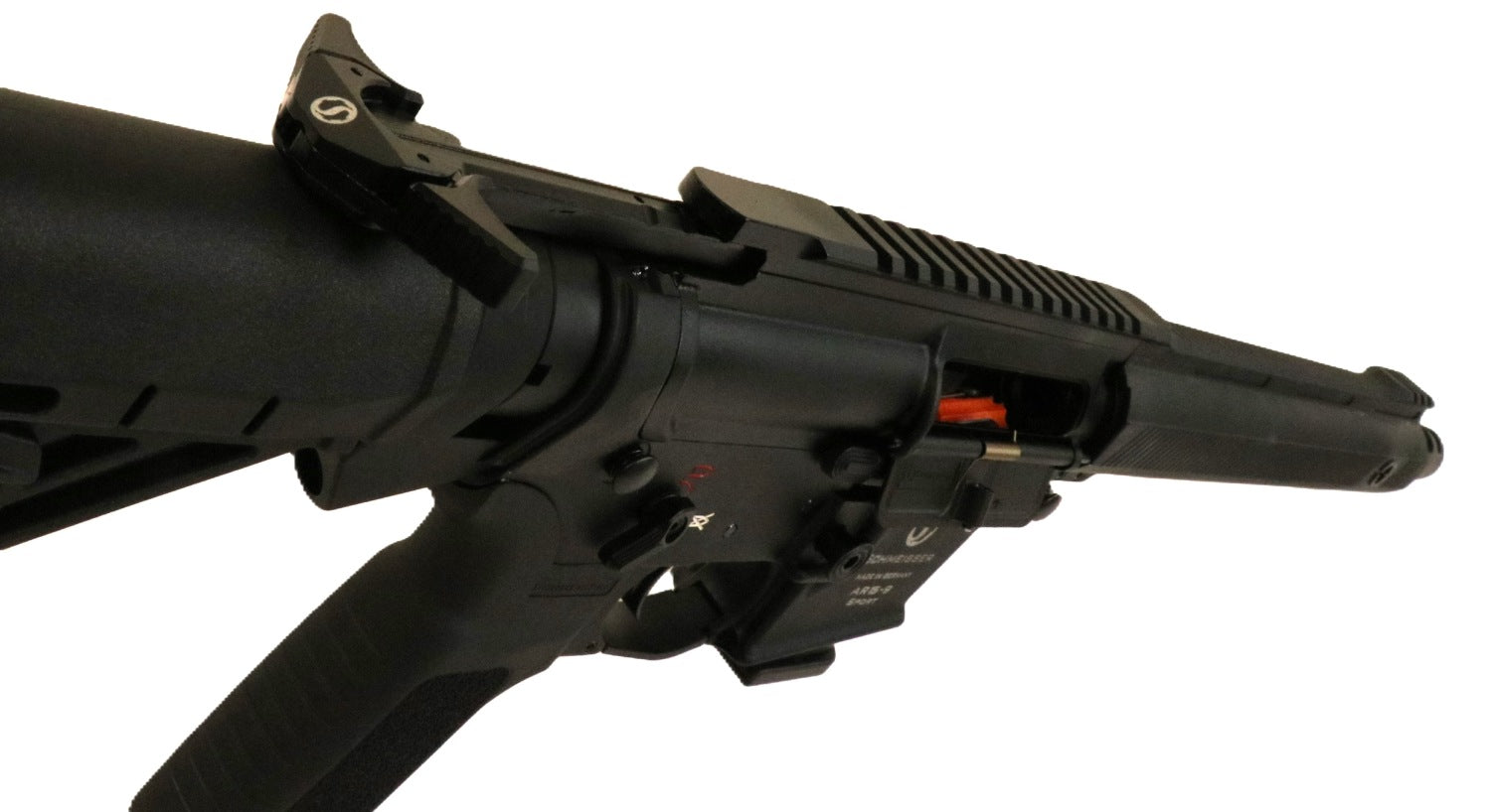 Schmeisser Gewehr, schwarzes Design.