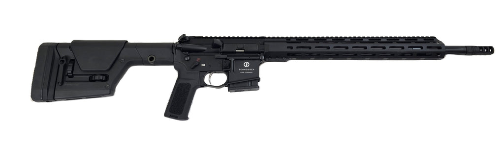 Schmeisser Gewehr, schwarz, seitliche Ansicht.