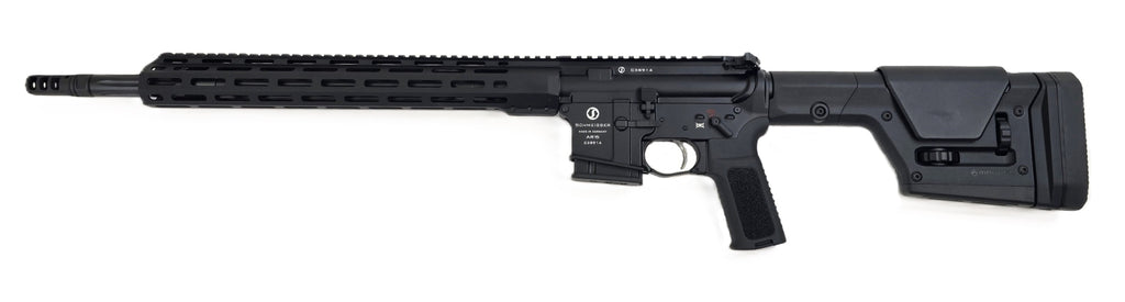 Schmeisser Gewehr, schwarz, seitliche Ansicht.