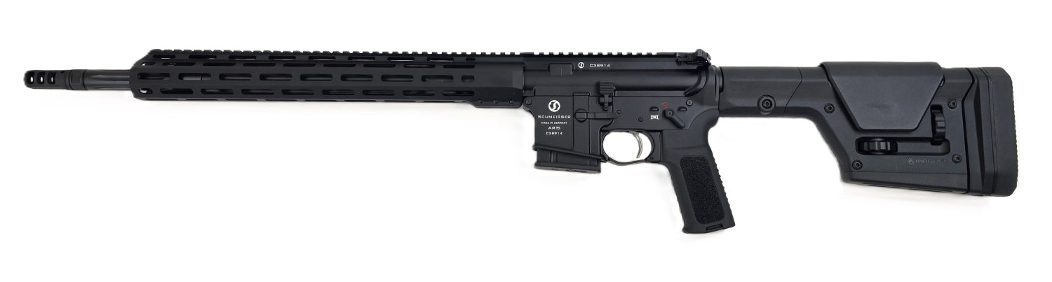 Schmeisser Gewehr, schwarz, seitliche Ansicht.