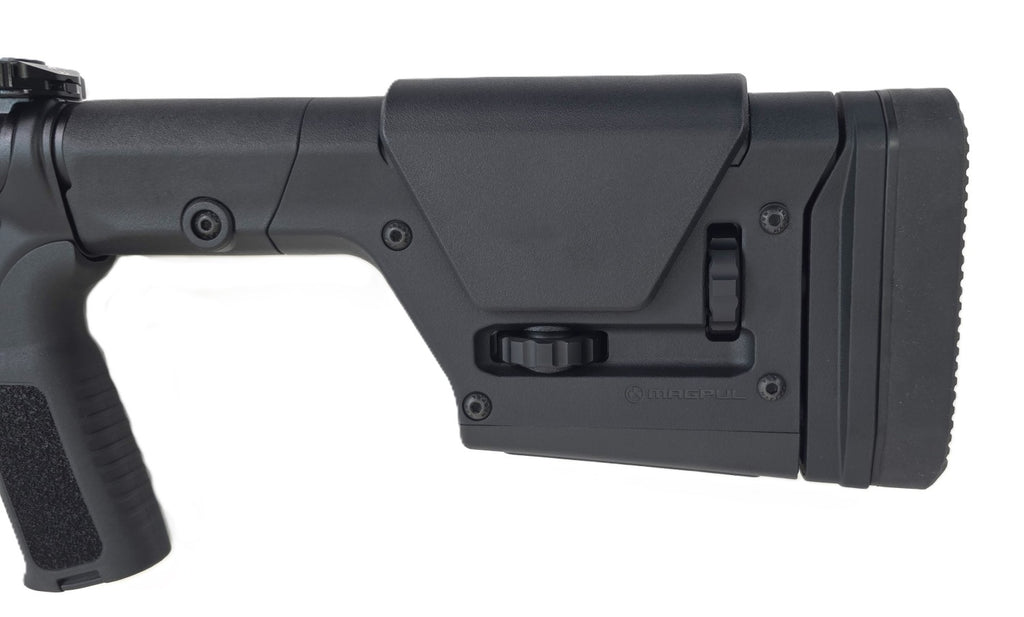 Schmeisser Gewehr, schwarz, seitliche Ansicht.