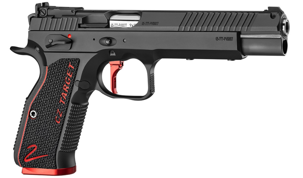 Schwarze Sportpistole seitliche Ansicht