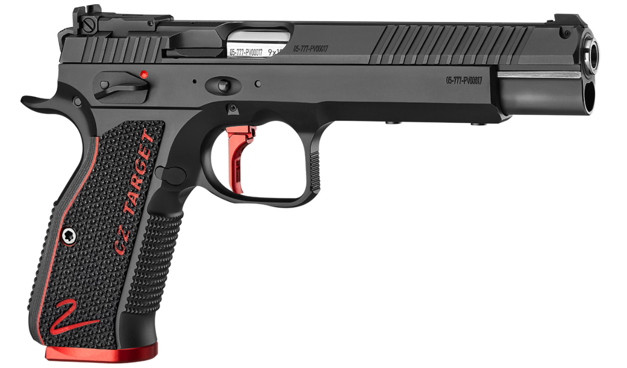 Schwarze Sportpistole seitliche Ansicht