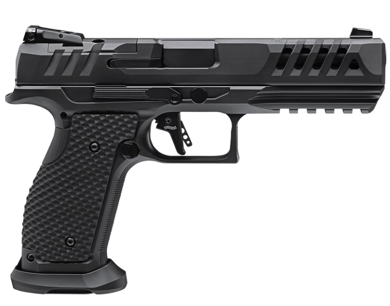 Schwarze moderne Sportpistole, Seitenansicht