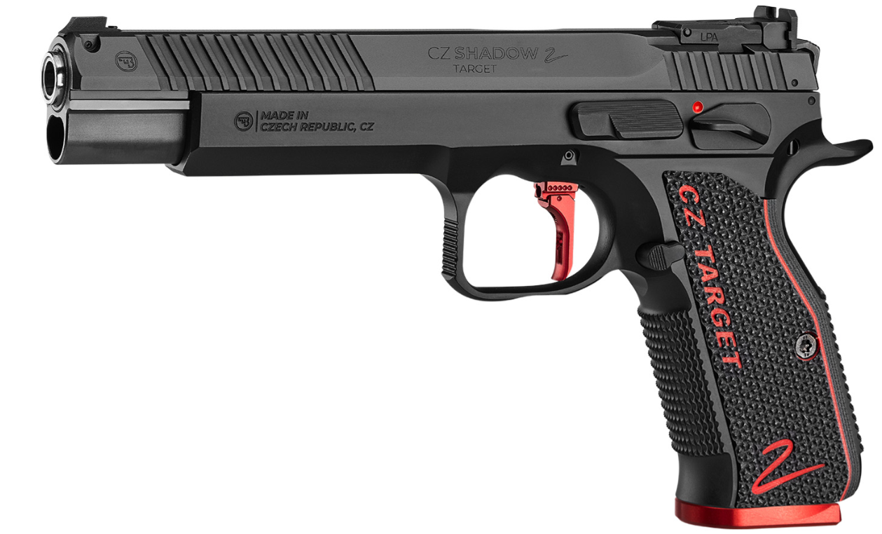 Schwarze Sportpistole seitliche Ansicht