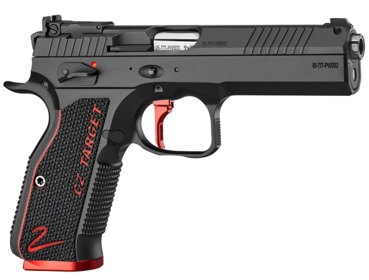 Schwarze Pistole mit rotem Abzug