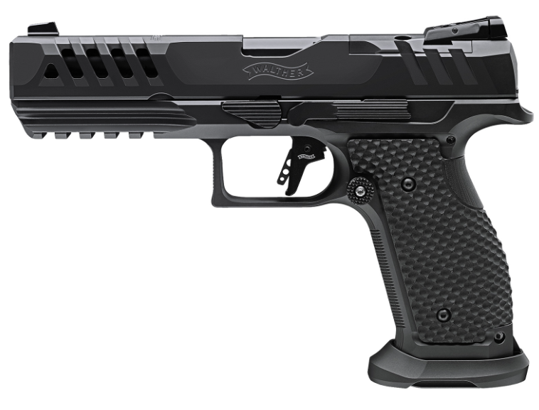 Schwarze moderne Sportpistole, Seitenansicht