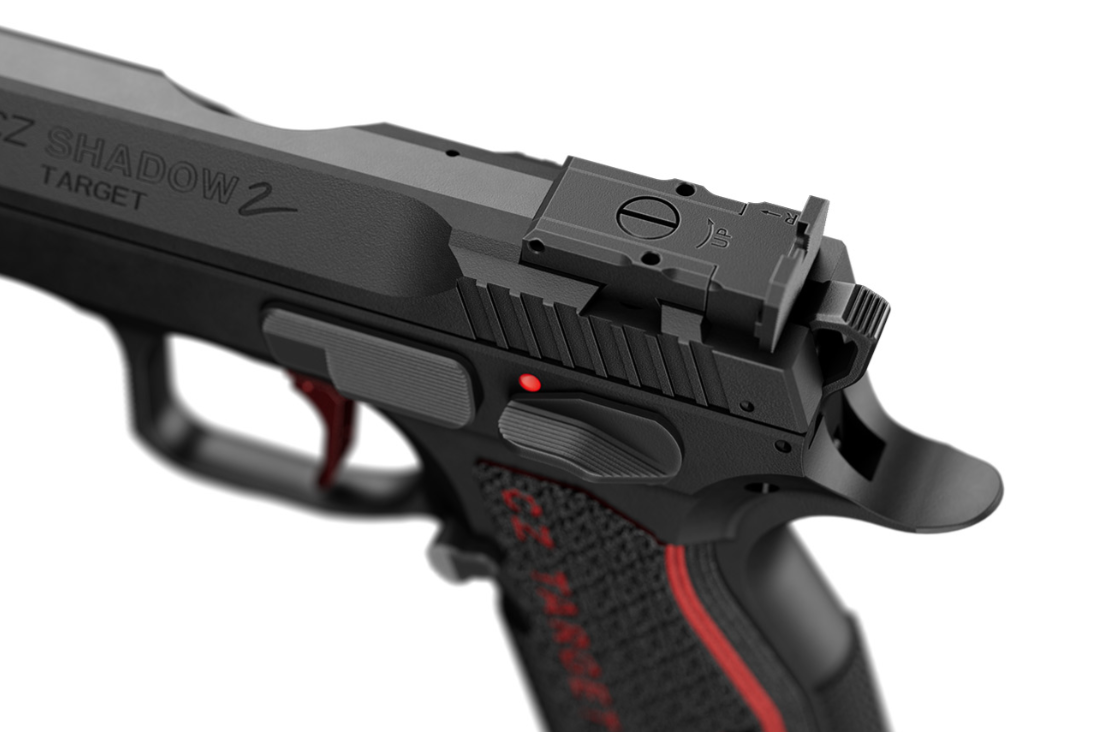 Schwarze Sportpistole seitliche Ansicht