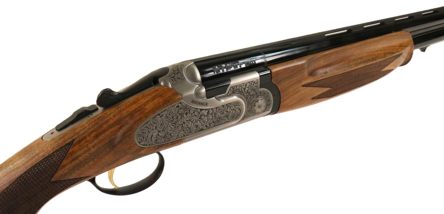 Brenner Jagdflinte mit Holzschaft.