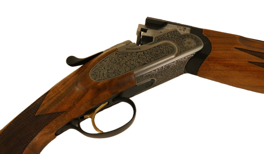 Brenner Jagdflinte mit Holzschaft.