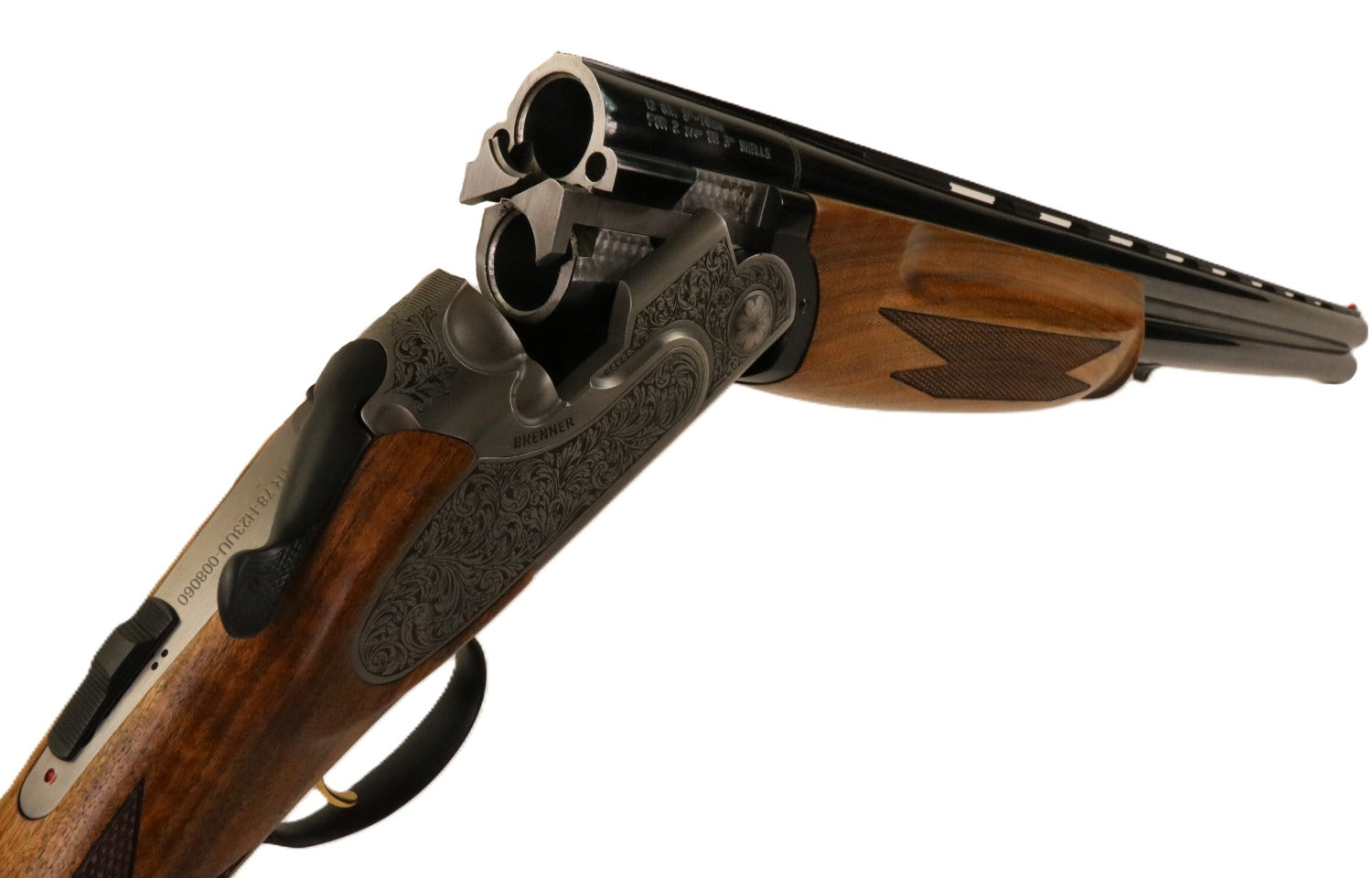 Brenner Jagdflinte mit Holzschaft.