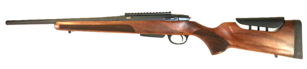 Brenner Jagdgewehr mit Holzschaft.