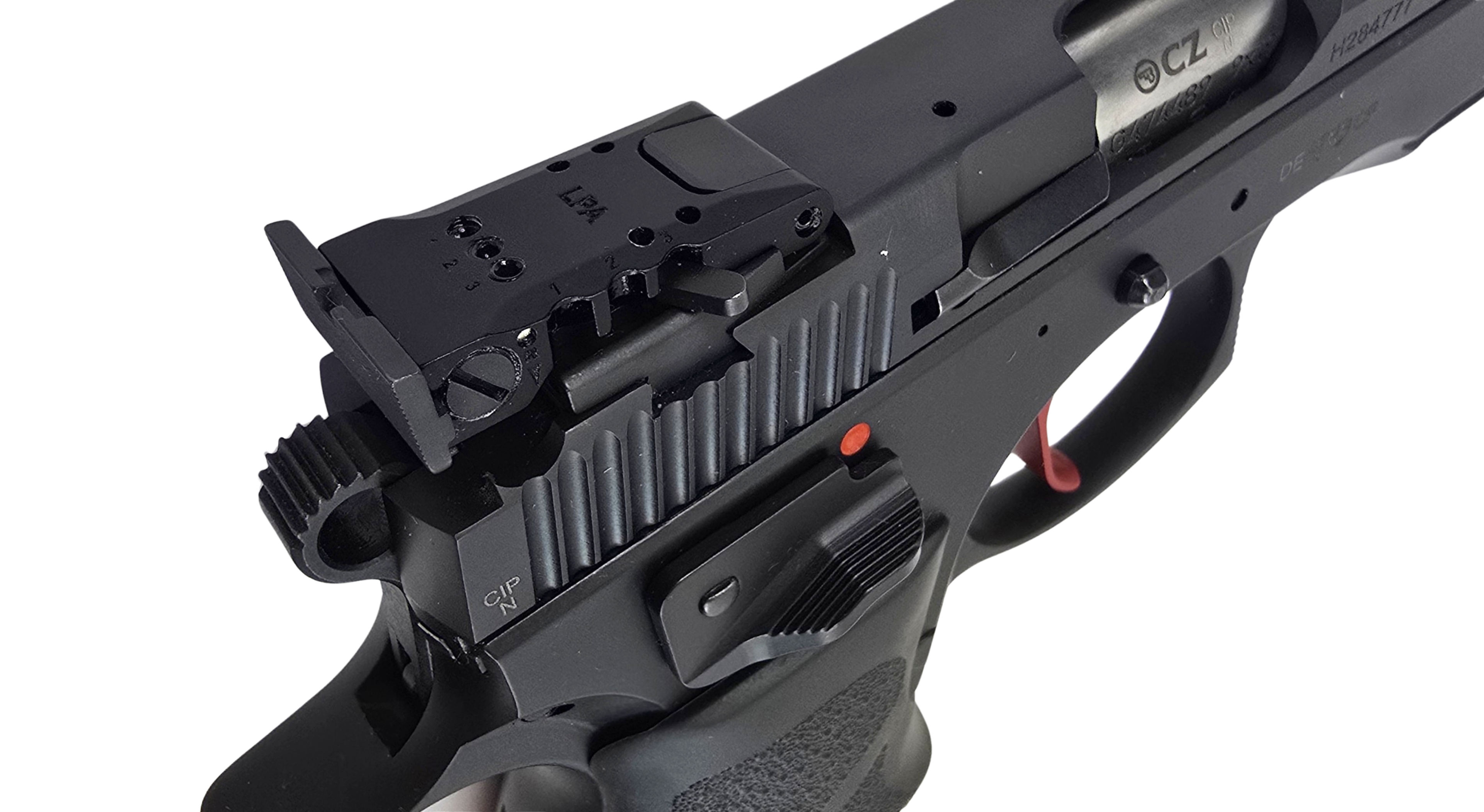 CZ 75 SP- 01 6.1 SA mit LPA Bullseye Visierung, tuned by AKAH, Kal. 9 mm, LL 6 Zoll, schwarz