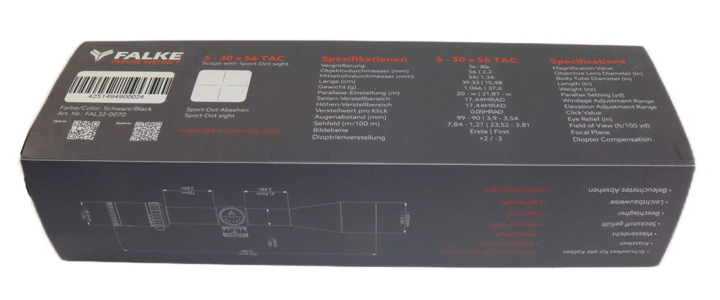 Falke Zielfernrohr mit Schutzkappen.