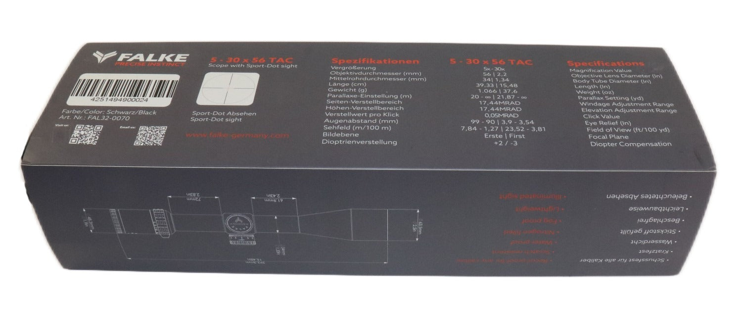 Falke Zielfernrohr mit Schutzkappen.