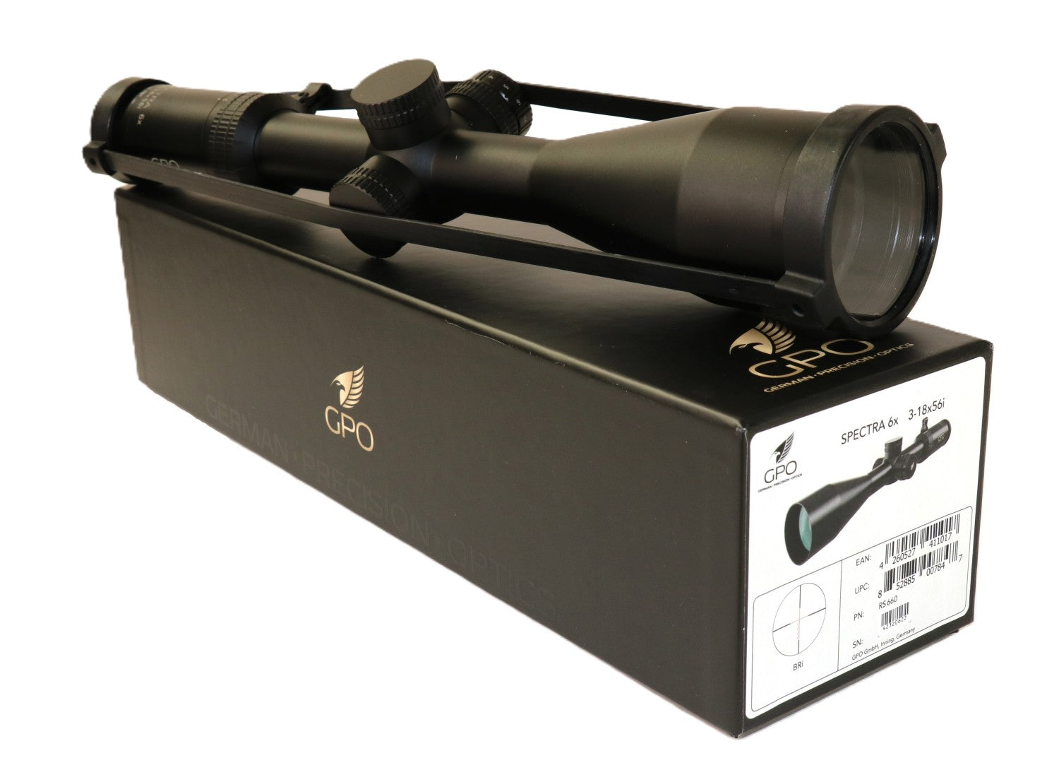 Zielfernrohr von GPO, Nahaufnahme.