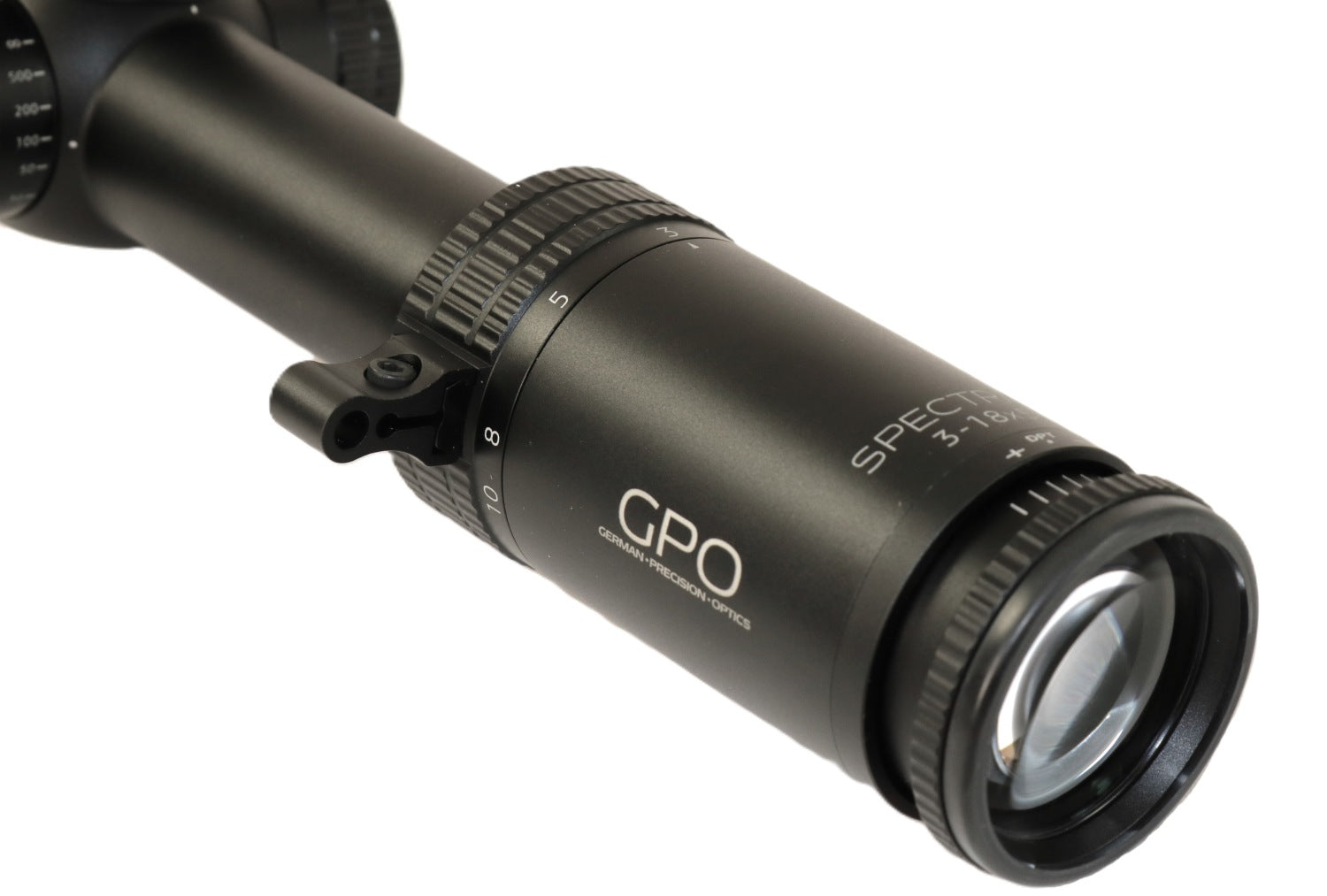 Zielfernrohr von GPO, Nahaufnahme.