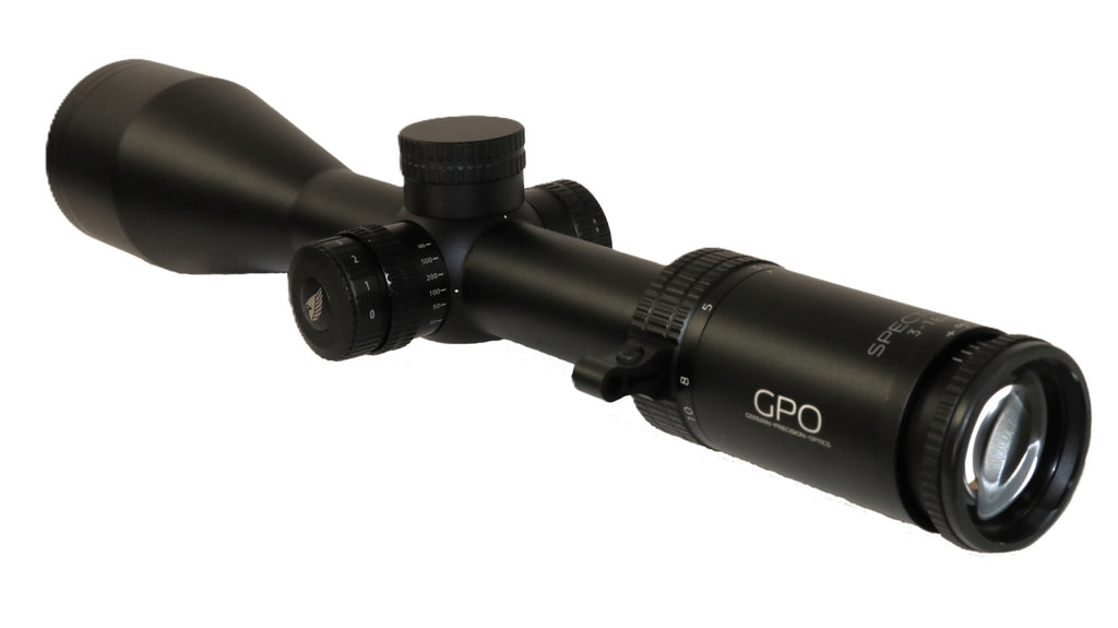 Zielfernrohr von GPO, Nahaufnahme.