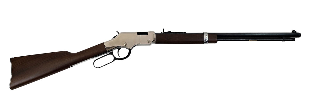 Glänzendes Henry Unterhebelgewehr in Nahaufnahme