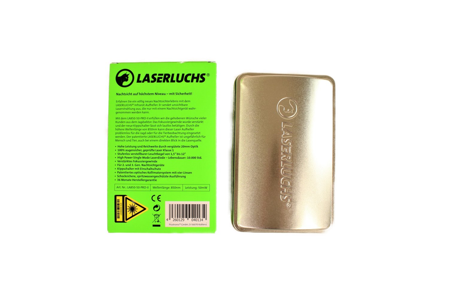 Laserluchs Gerät und Verpackung.