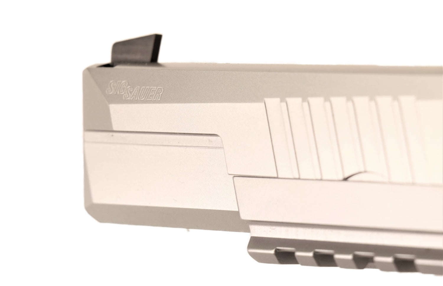 SIG SAUER Pistole, Holzgriff, Silber.