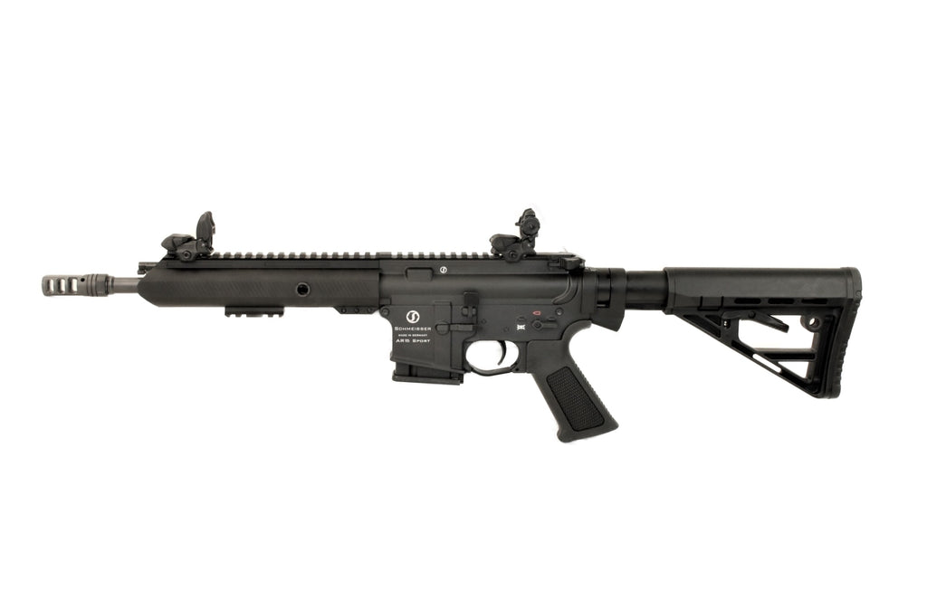 Schmeisser Gewehr, schwarz, taktisch, kompakt.