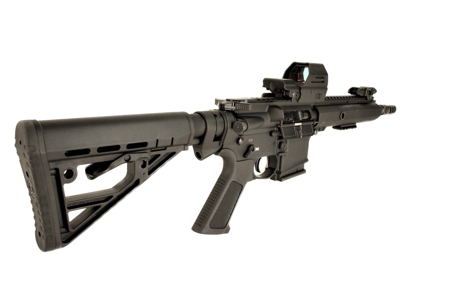 Schmeisser Gewehr, schwarz, taktisch, kompakt.