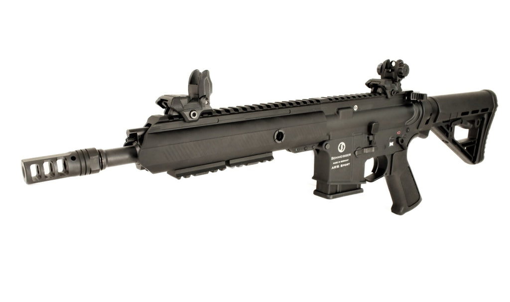 Schmeisser Gewehr, schwarz, taktisch, kompakt.