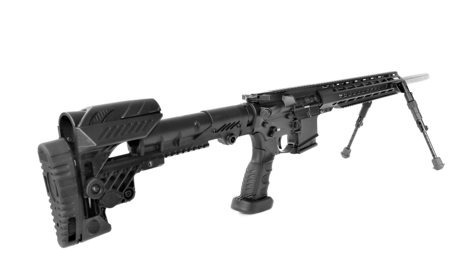 Schmeisser Gewehr mit Zweibein-Stativ.