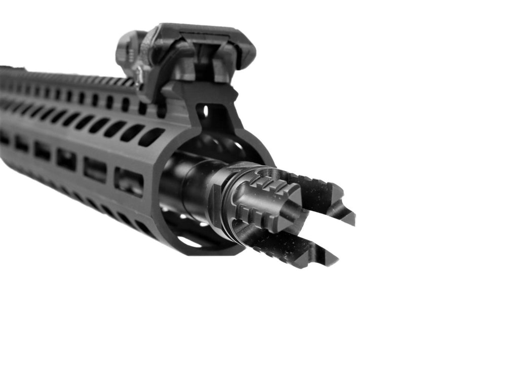 Schmeisser Gewehr, schwarz, seitliche Ansicht.