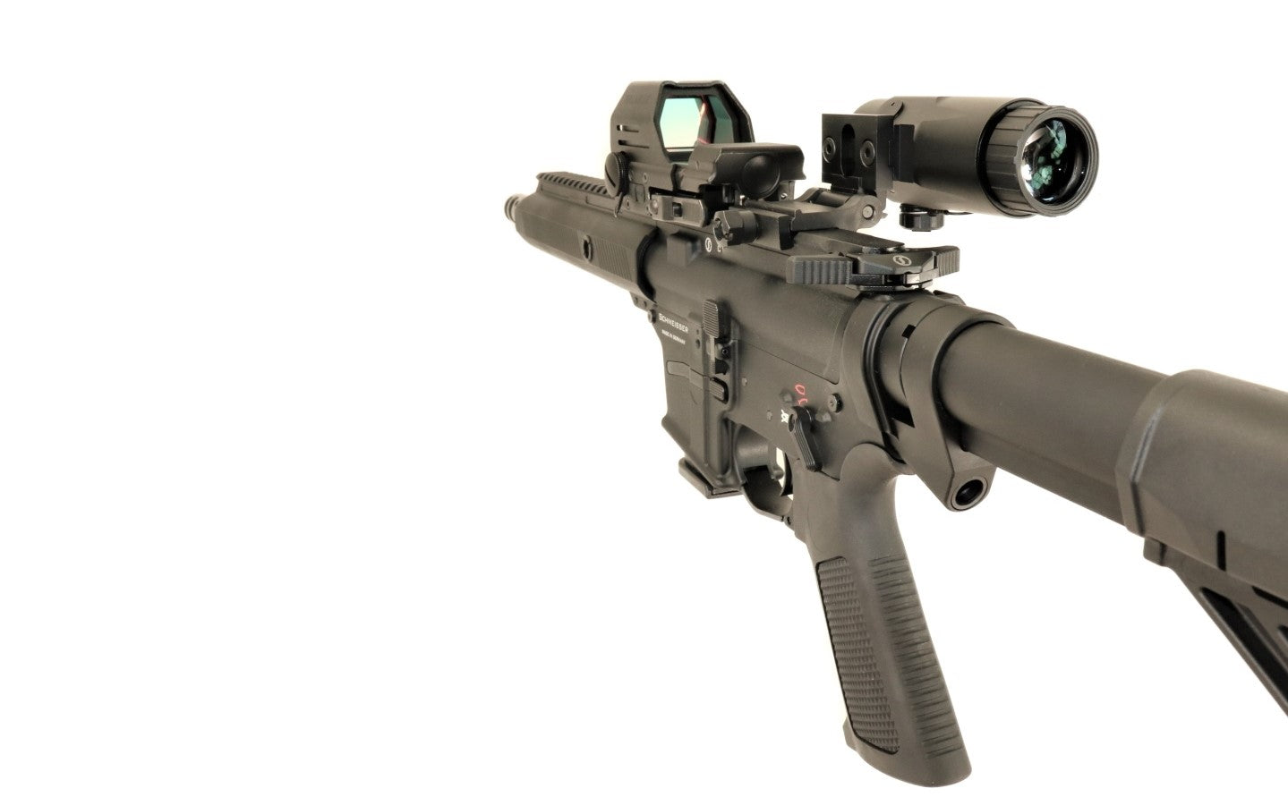 Schmeisser Gewehr, schwarzes Design.