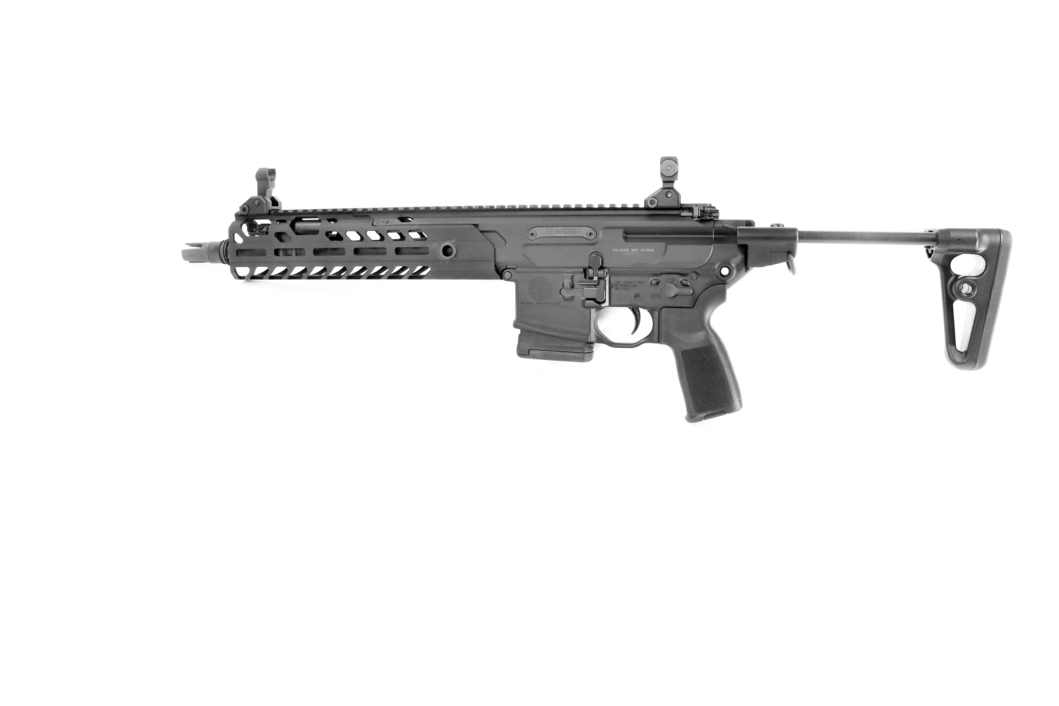 SIG SAUER Gewehr, schwarz, seitlich.