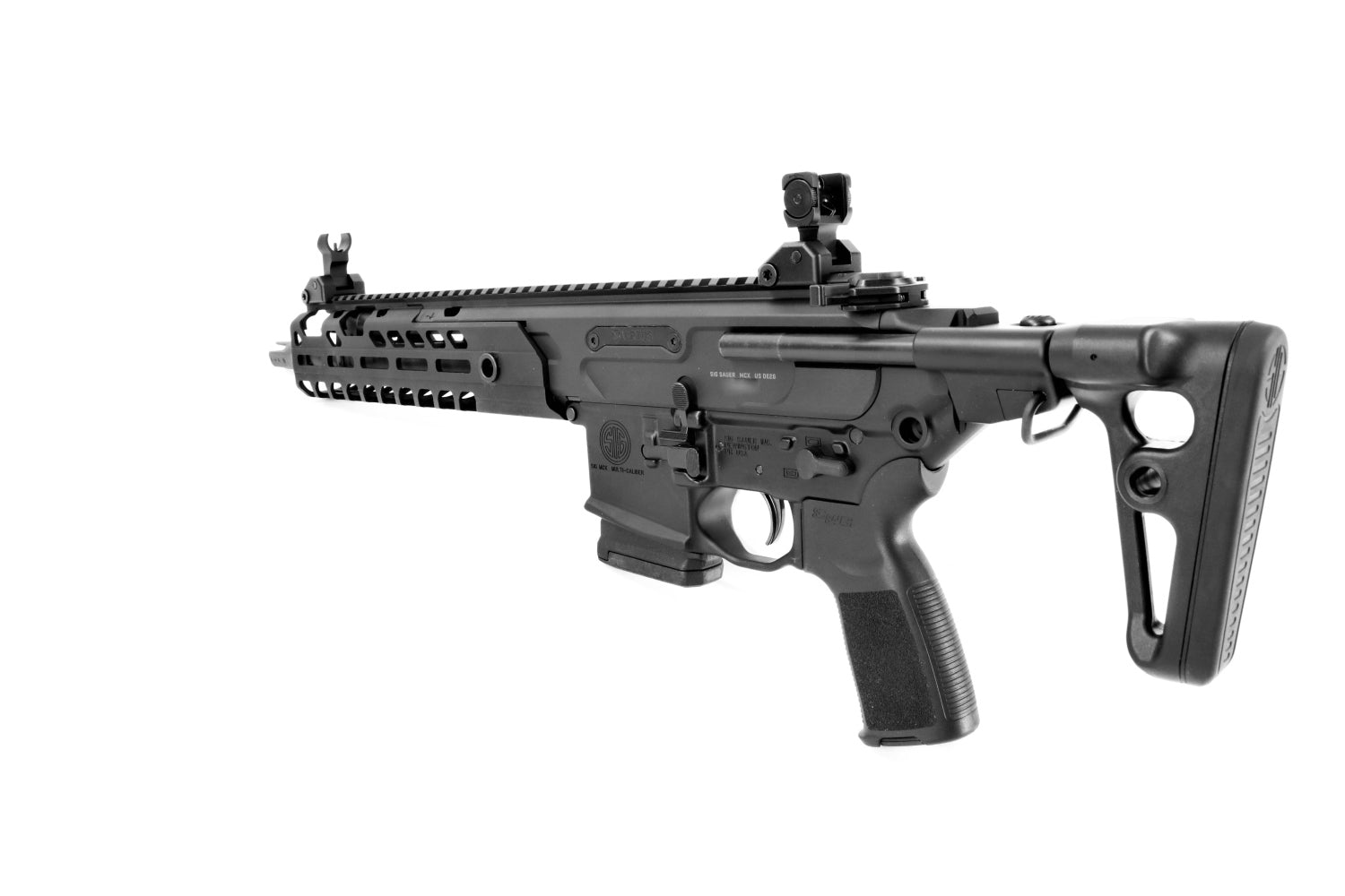 SIG SAUER Gewehr, schwarz, seitlich.