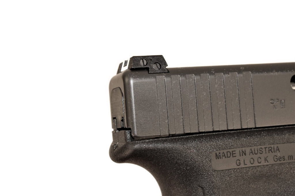 GLOCK Pistole, seitliche Ansicht.