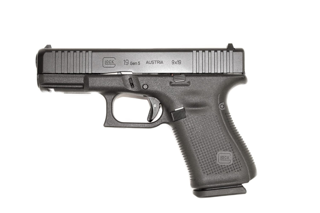 GLOCK Pistole, seitliche Ansicht.