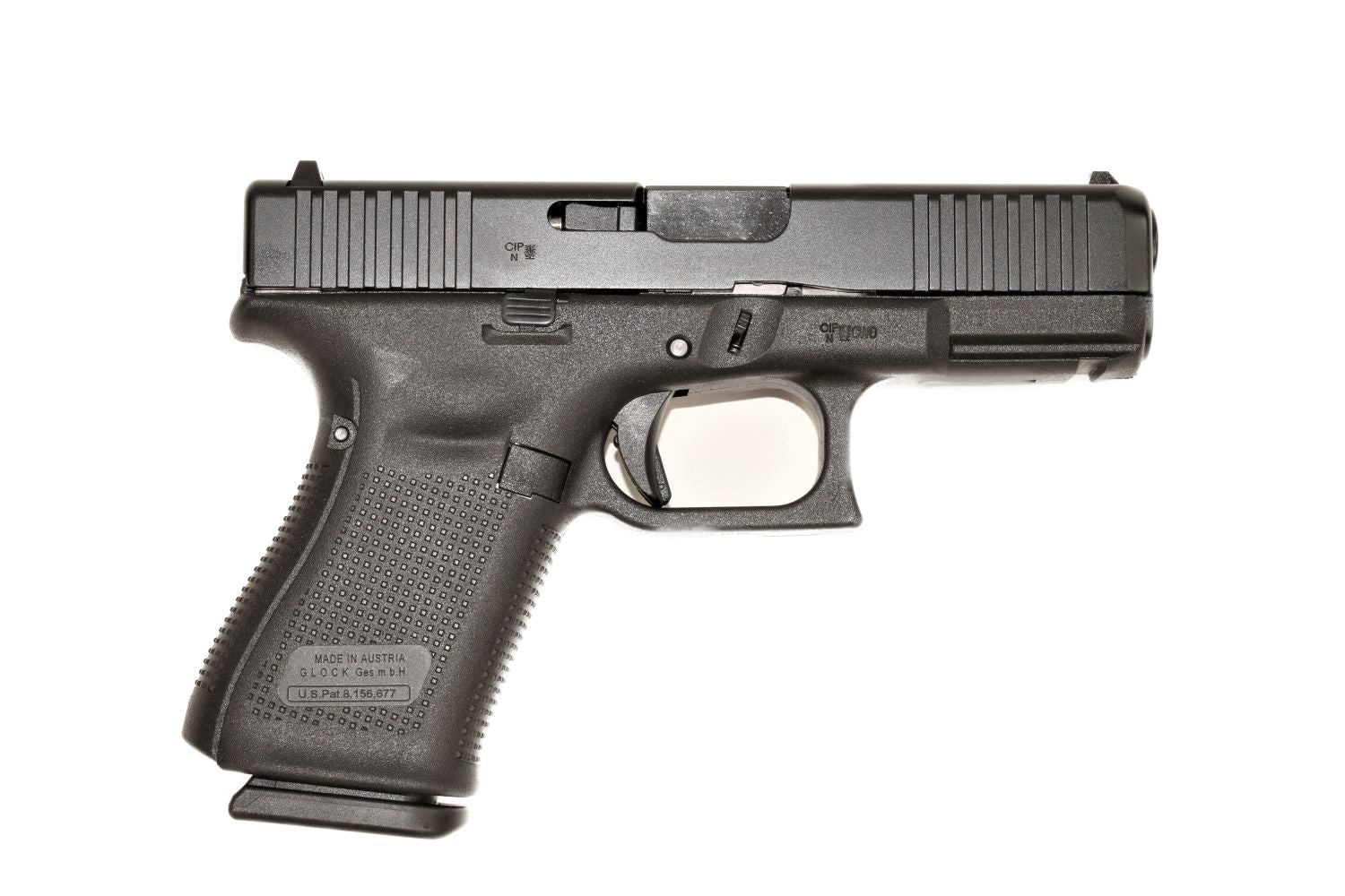 GLOCK Pistole, seitliche Ansicht.