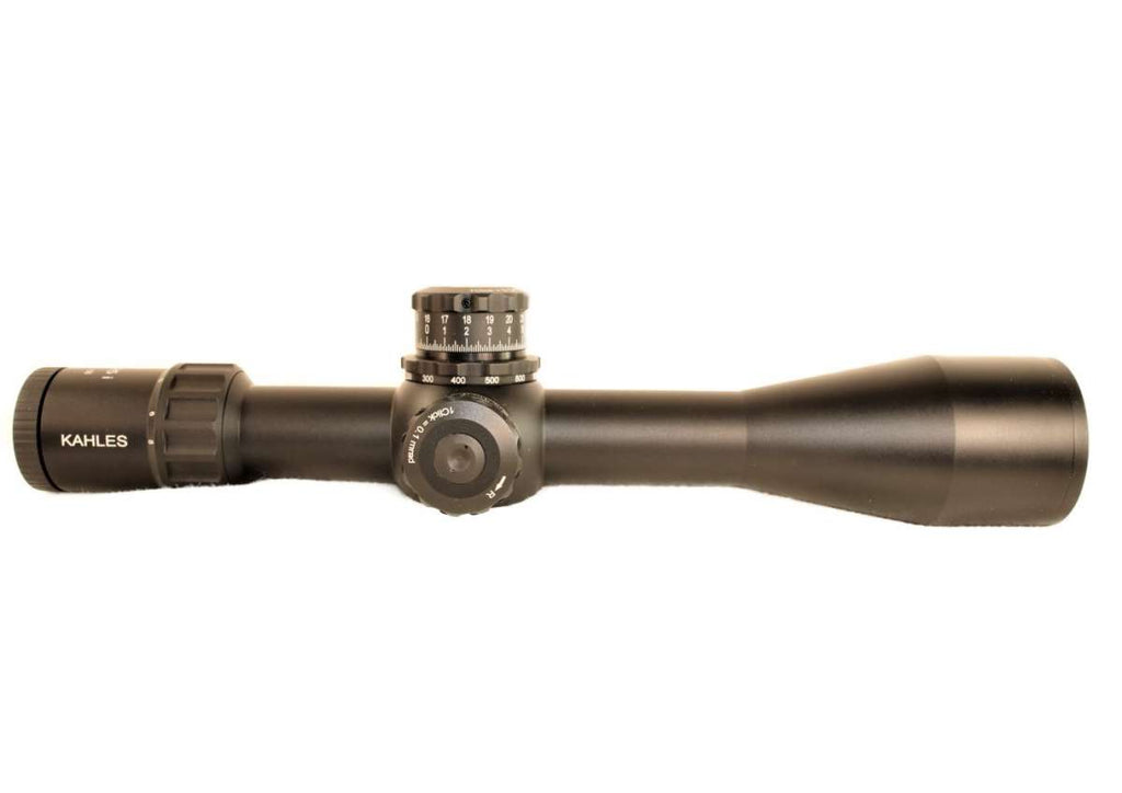 Kahles Zielfernrohr auf schwarzem Hintergrund.