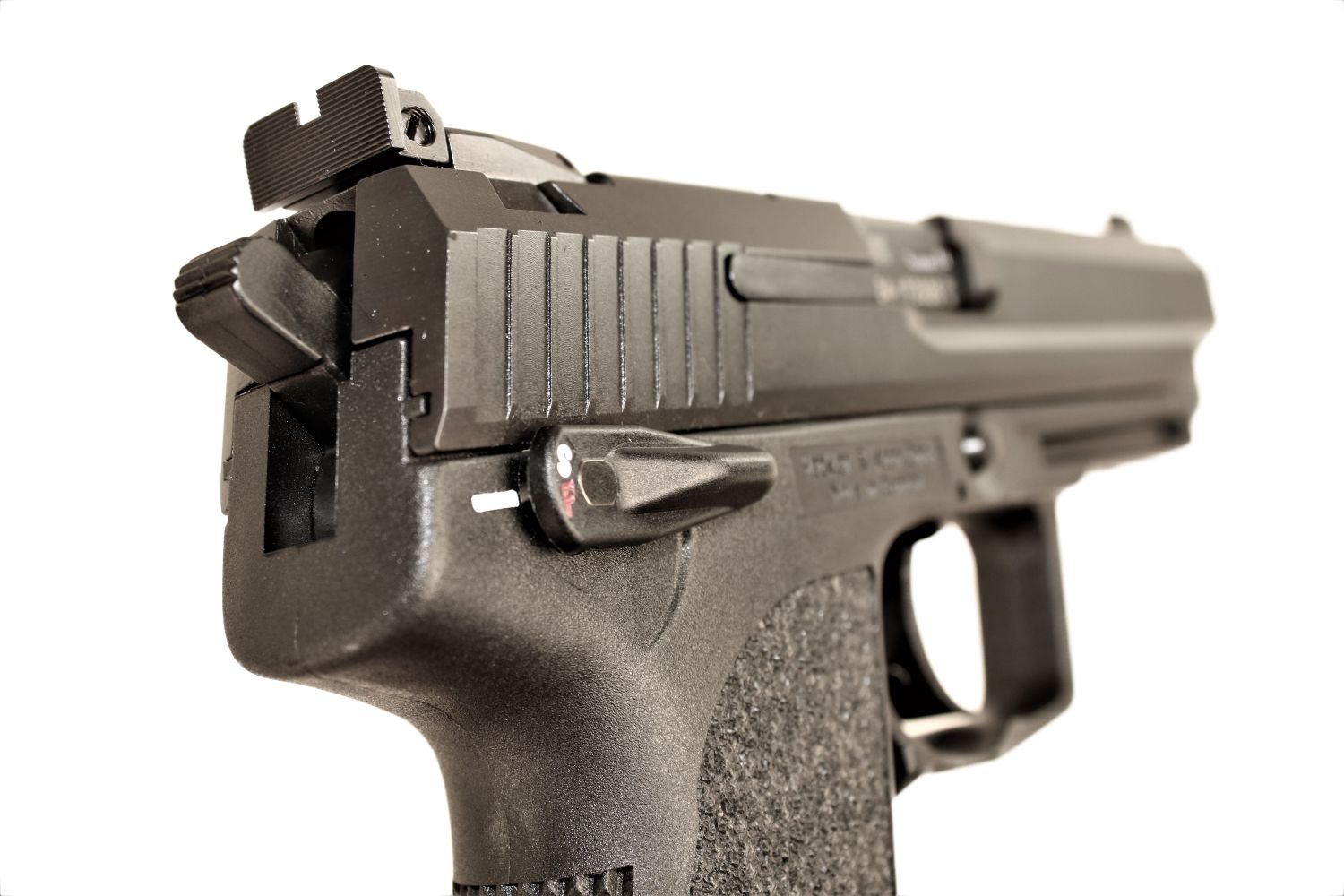 Heckler & Koch Pistole, seitlich.