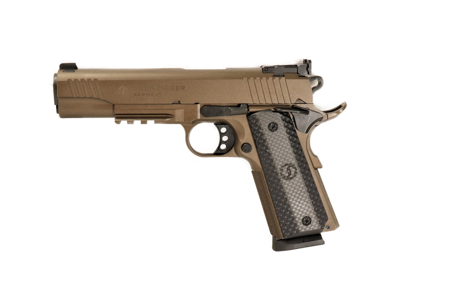 Schmeisser Pistole, seitliche Ansicht.