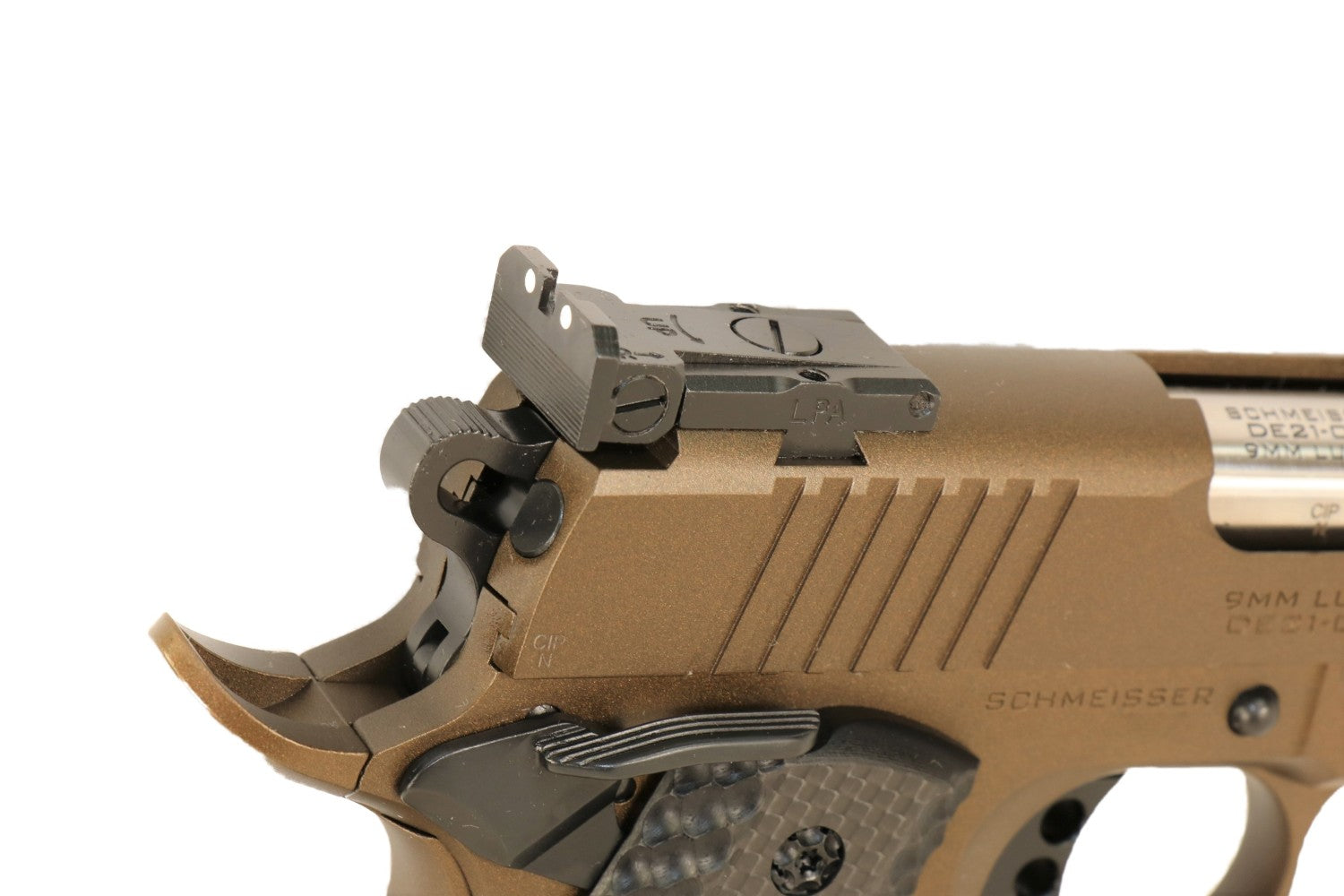 Schmeisser Pistole, seitliche Ansicht.