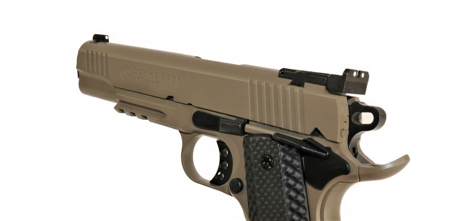 Schmeisser Pistole, seitliche Ansicht.