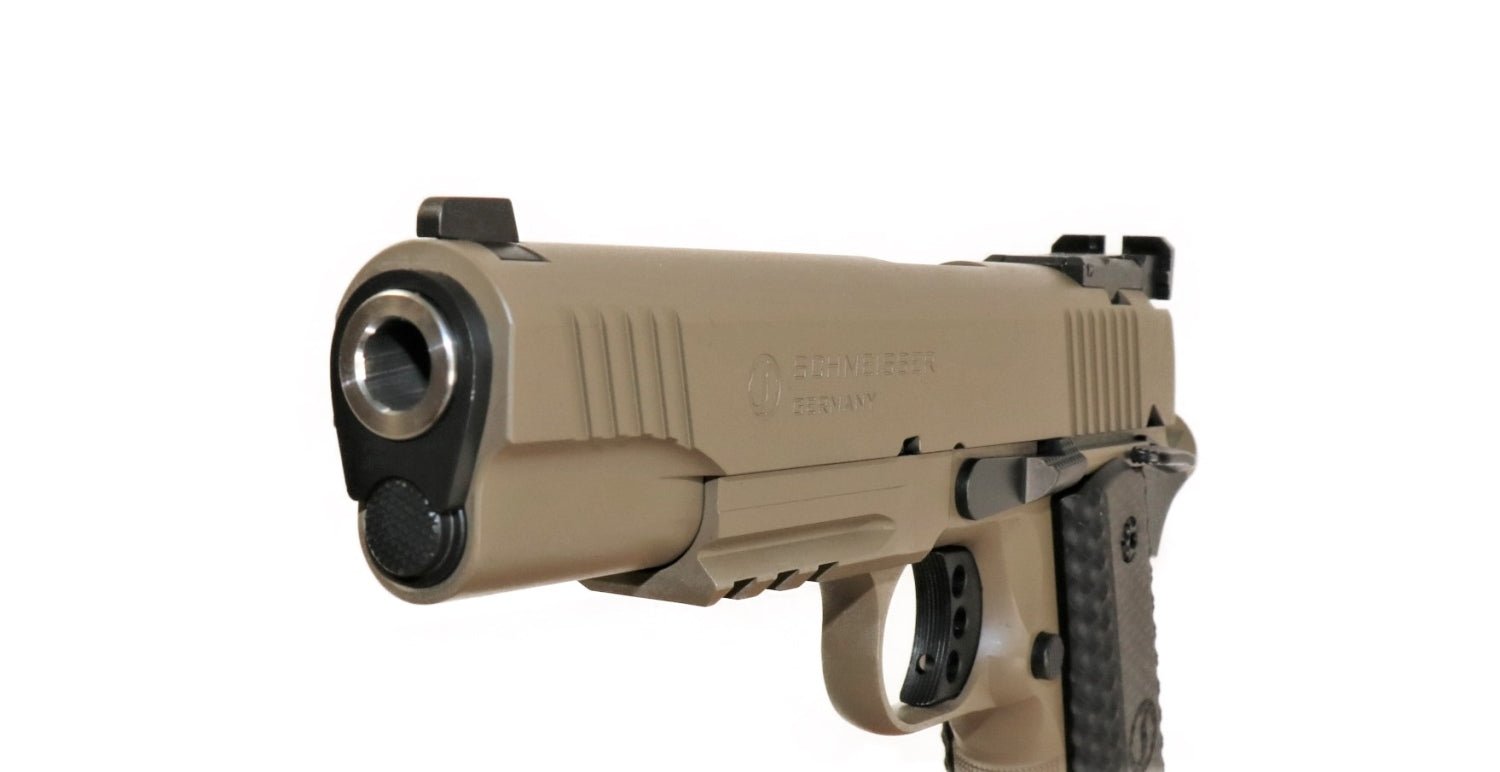 Schmeisser Pistole, seitliche Ansicht.