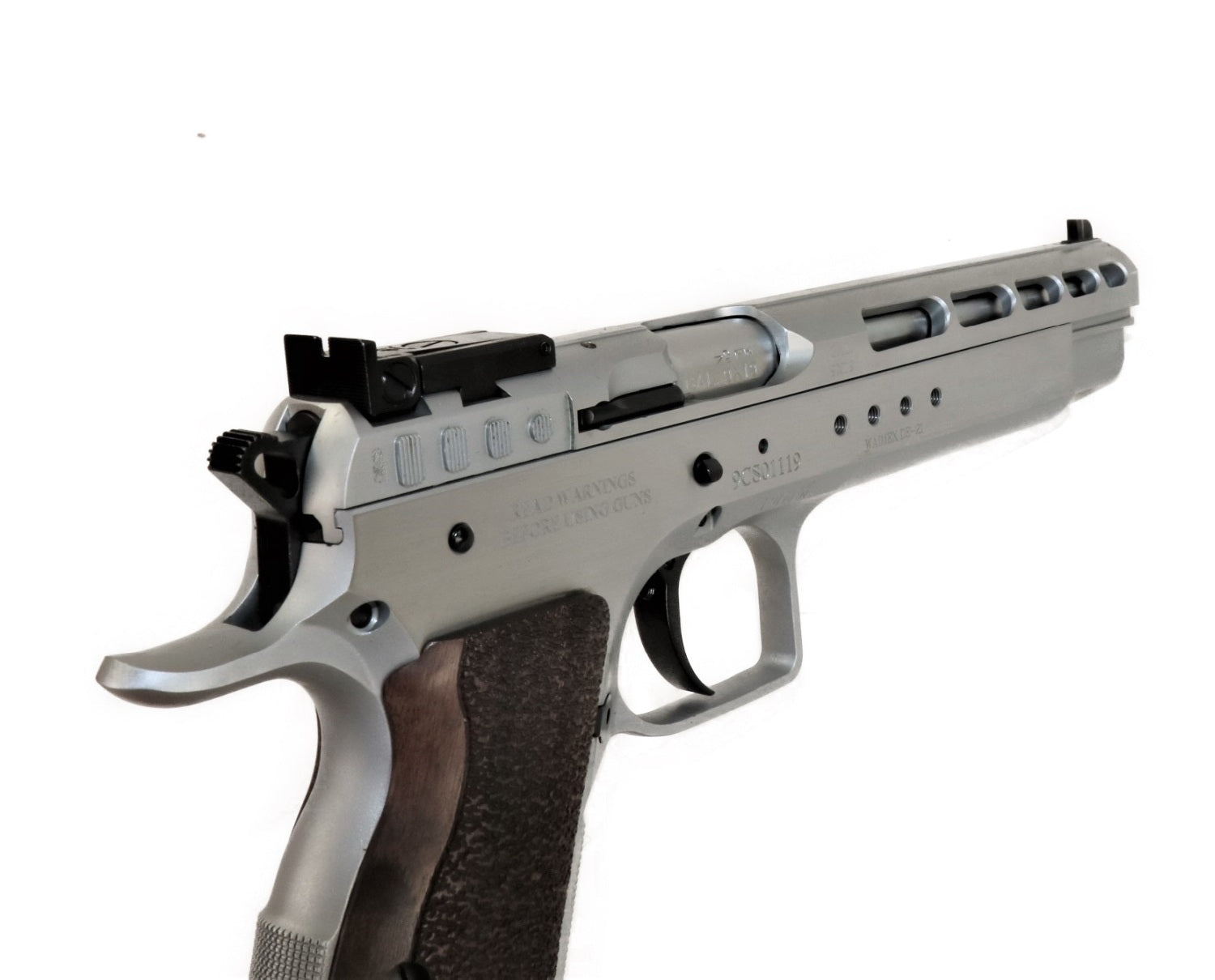 Tanfoglio Pistole mit Lüftungsschlitzen.