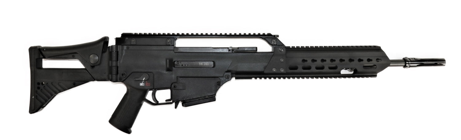 Heckler & Koch Gewehr seitlich.