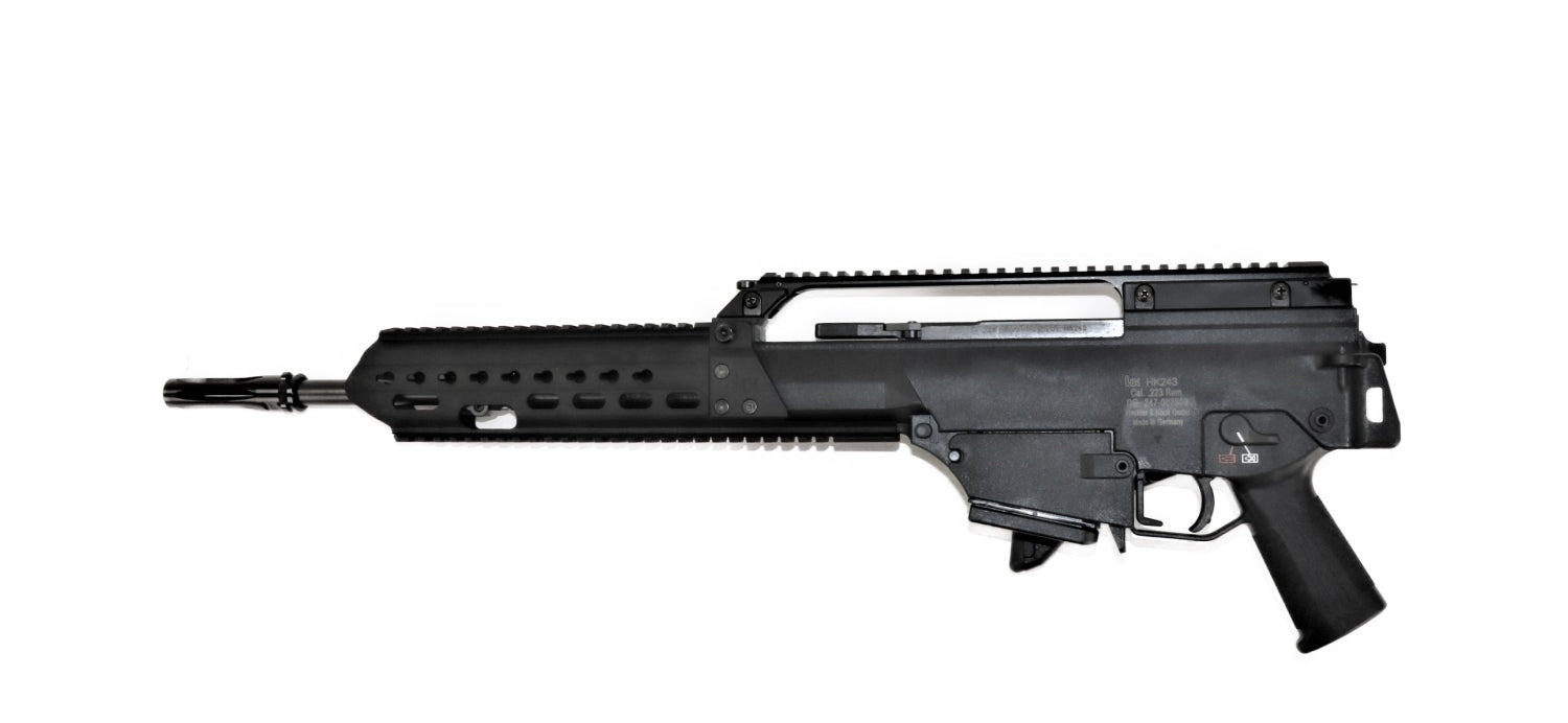 Heckler & Koch Gewehr seitlich.