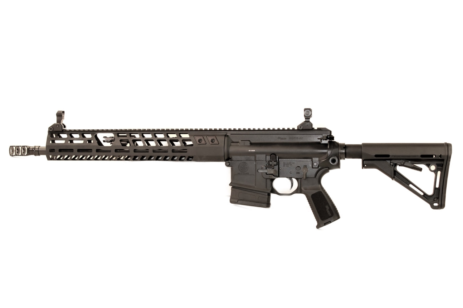 SIG SAUER Gewehr, schwarz, seitlich.