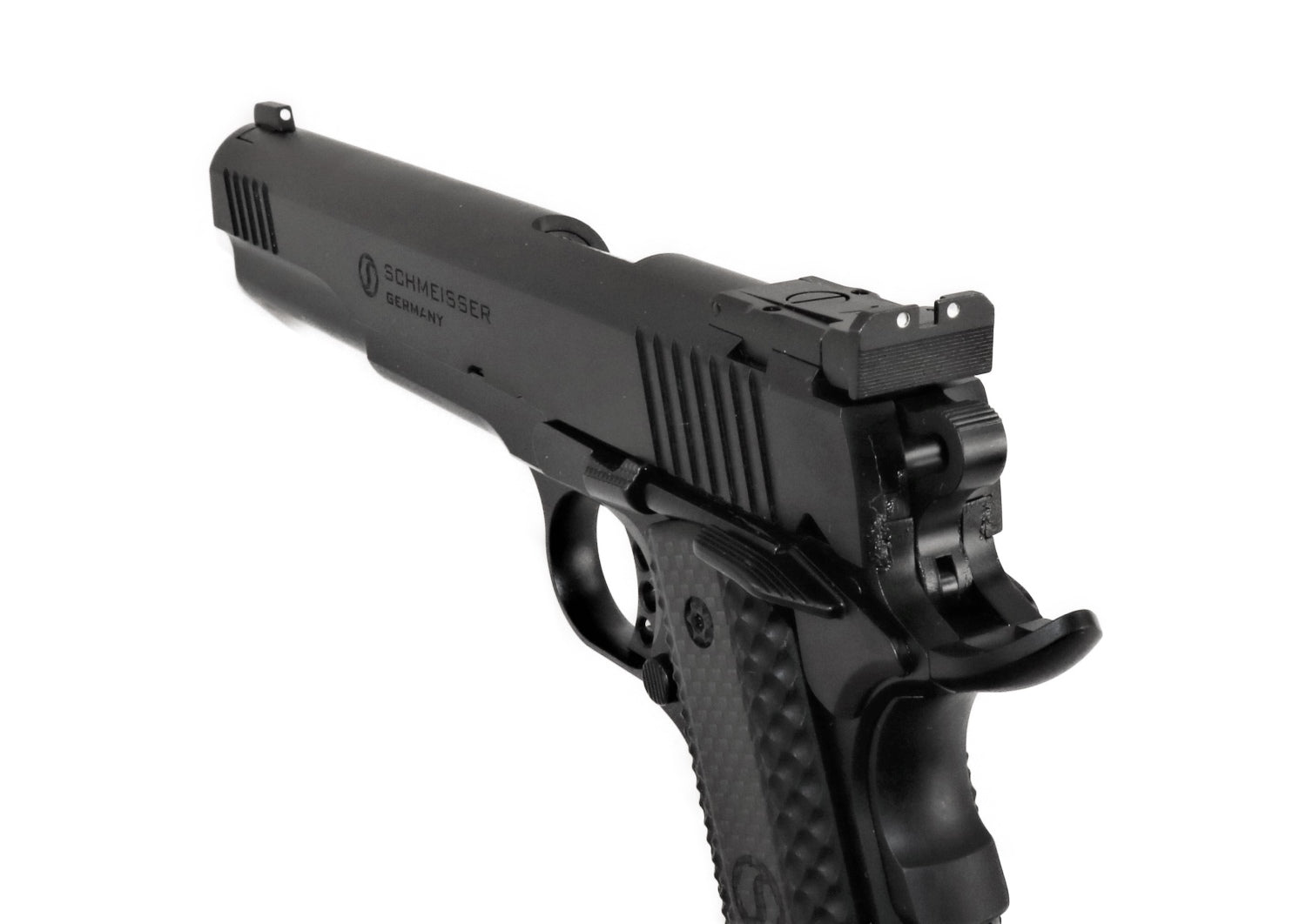 Schmeisser Pistole, seitliche Ansicht.