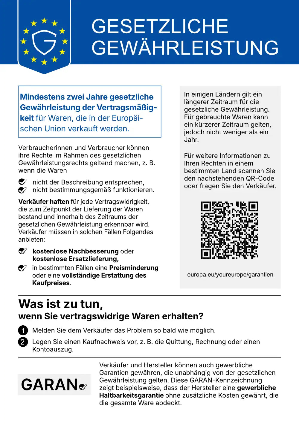 EU-Gewährleistungslabel