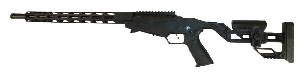 Ruger Präzisionsgewehr, schwarz, seitlich.