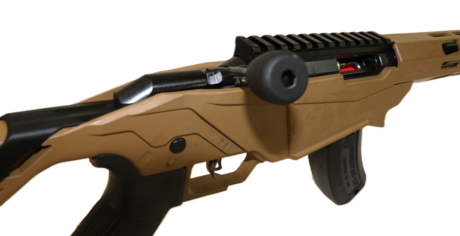 RUGER Gewehr, Nahaufnahme, braun, schwarz.